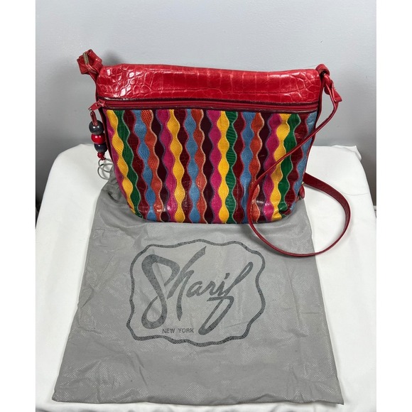 VINTAGE 80's Sharif Rainbow Crossbody Bag - Picture 1 of 13